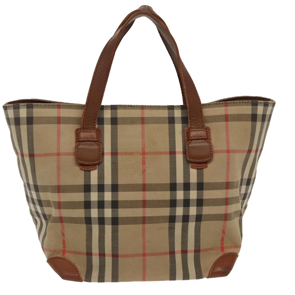 Burberrys Nova Check Hand Bag Canvas Beige Auth bs19923 - Picture 2 of 16